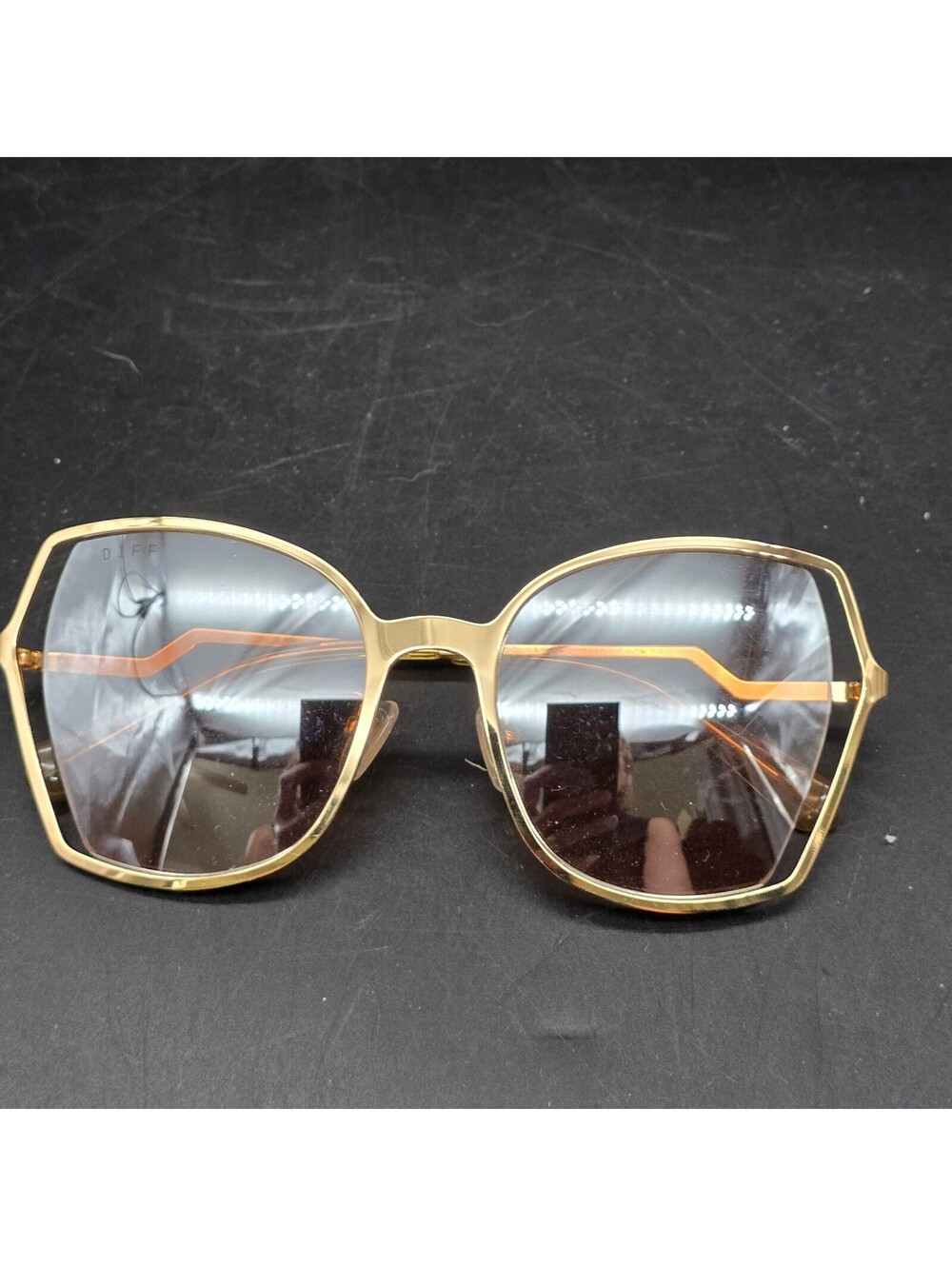 DIFF Eyewear Donna III Gold Oversized Geometric Square Sunglasses Retro Chic